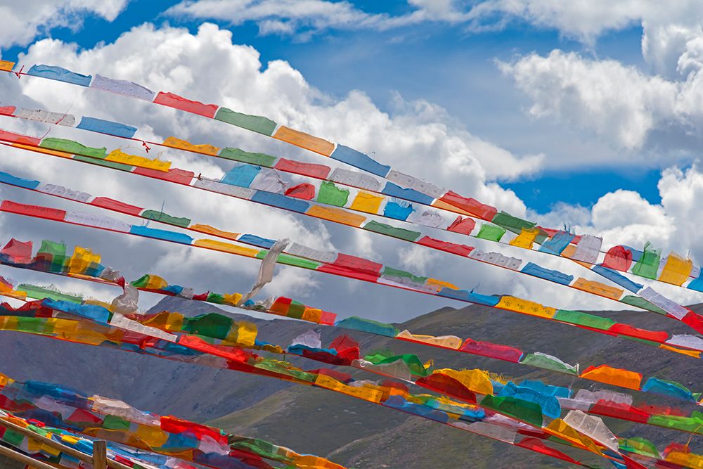 Prayer flags in Simila Mountain-Gyantse County-Tibet-China